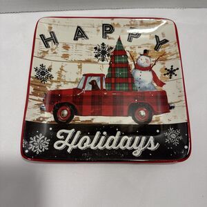 Certified International Christmas Plate Geoffrey Allen Holiday Red Truck